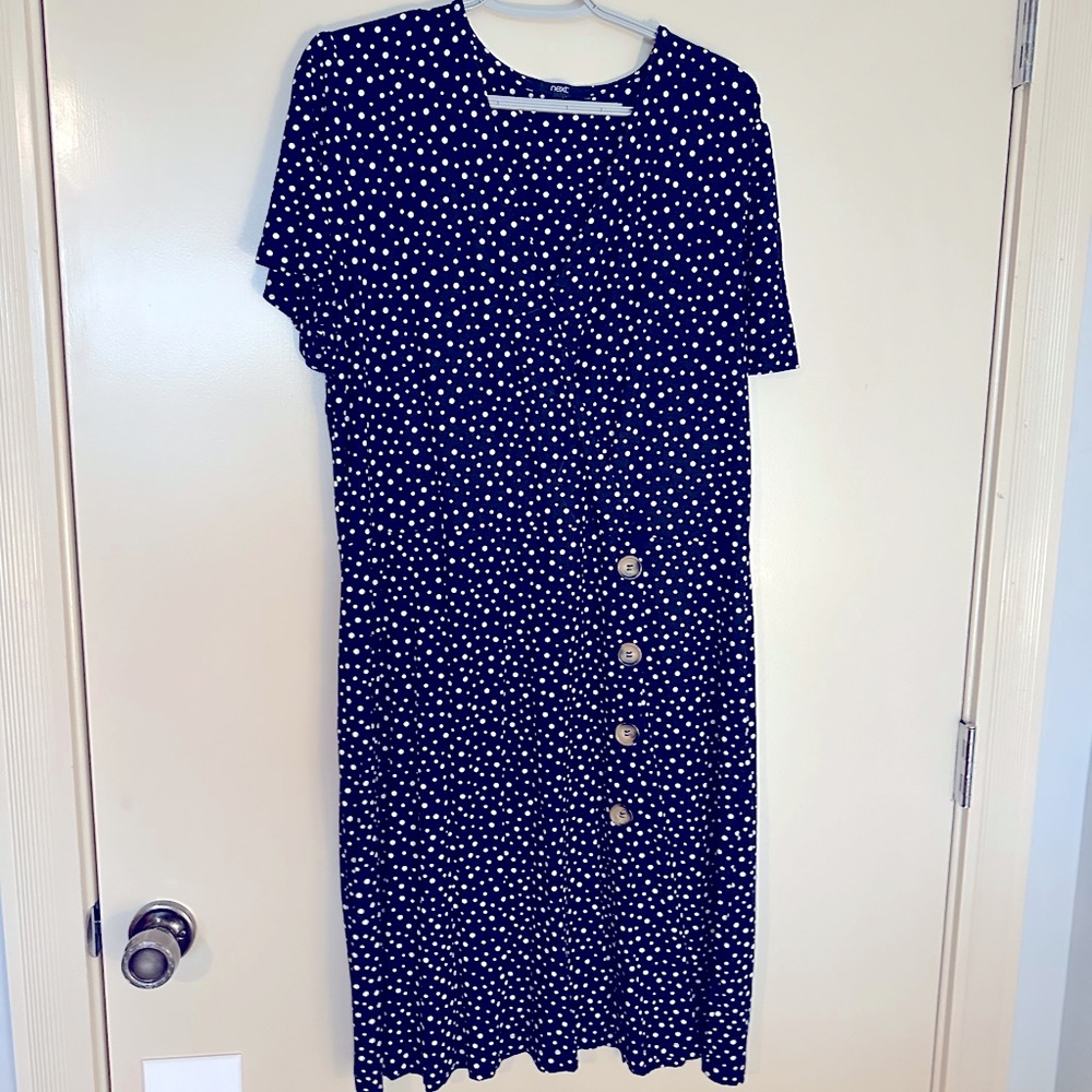 Pretty blue/white dot dress from Next UK. Size 16 (20UK)